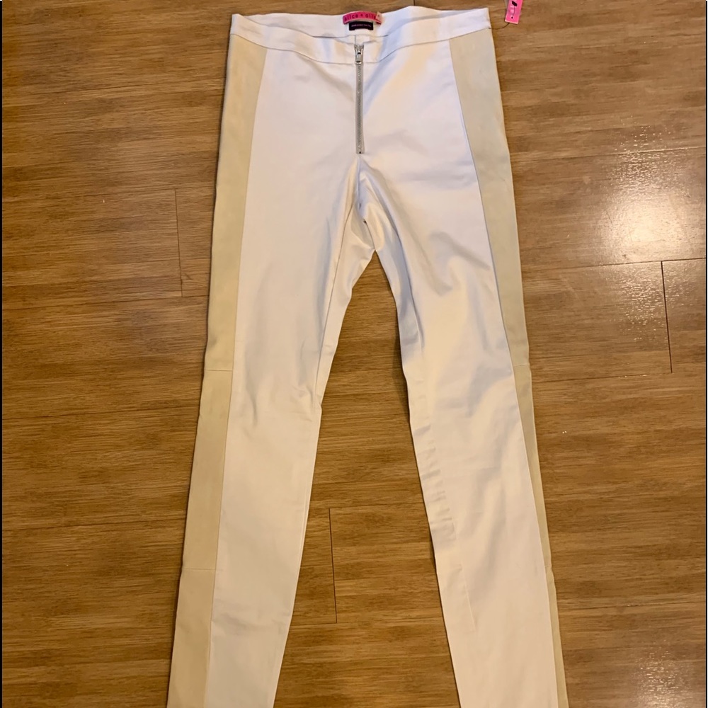 NEW Alice + Olivia Stone Leggings Leather Panels